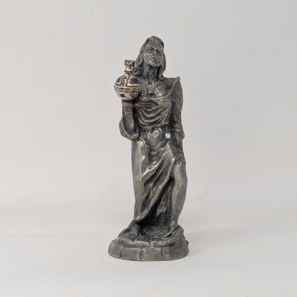 Vintage Weatherby Pewter Sovereign Figurine | Mystical Wizard Orb Statue